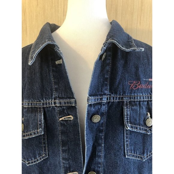 ID Wear Jackets & Coats Jean Jacket Large Budweiser Flag Womens Id